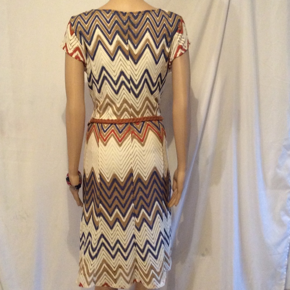 ON SALE NOW, BUNDLE FOR BIGGER SAVINGS NEW Chevron Belted Dress Rust SZ 8 - Picture 5 of 7